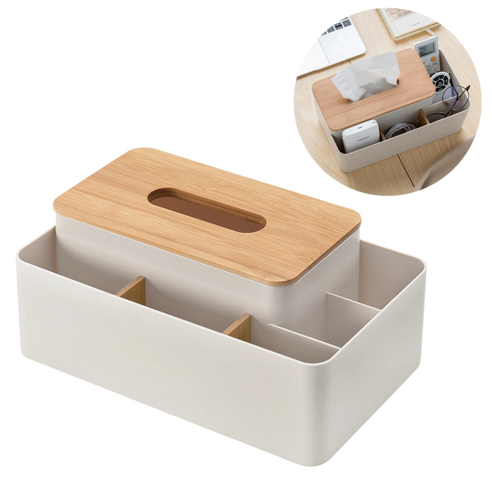 Multi-function Tissue Box Durable Sundries Storage Container Useful Paper Towel Organizer for Home Bar Office (Apricot)