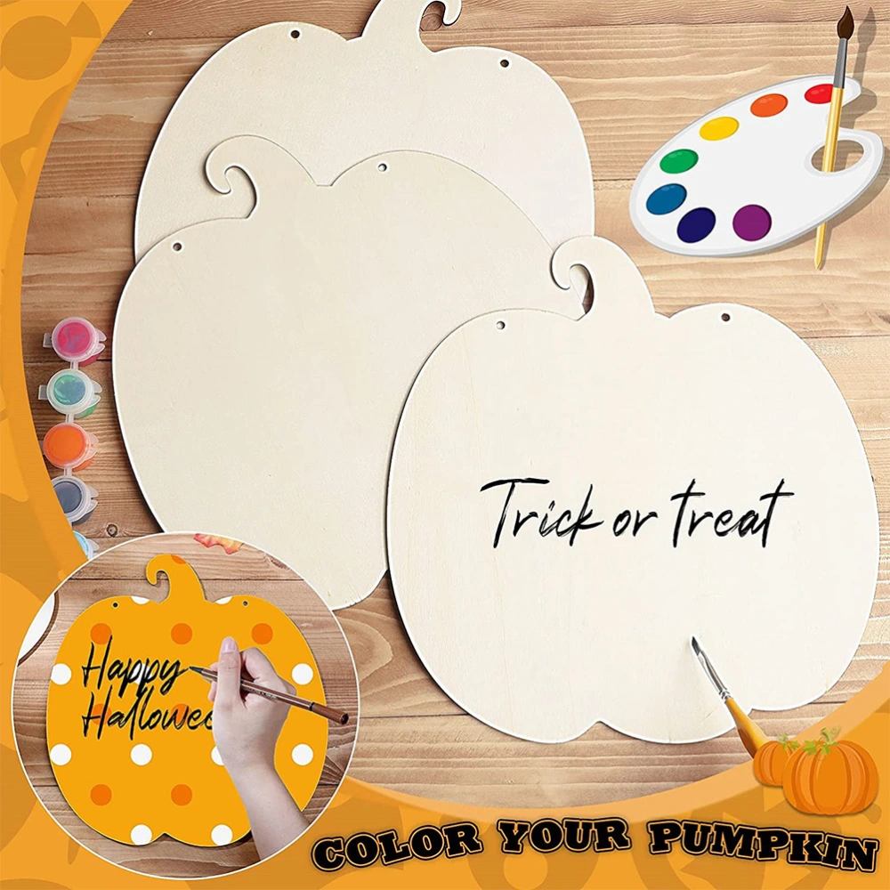 1 Set Halloween Wooden Pumpkin Pendants DIY Ribbon Decoration for Party