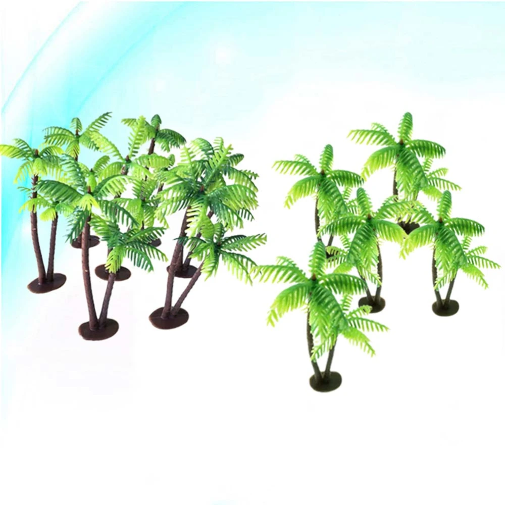 12Pcs Plastic Coconut Palm Tree Miniature Plant Pots Bonsai Craft Micro Landscape DIY Decor