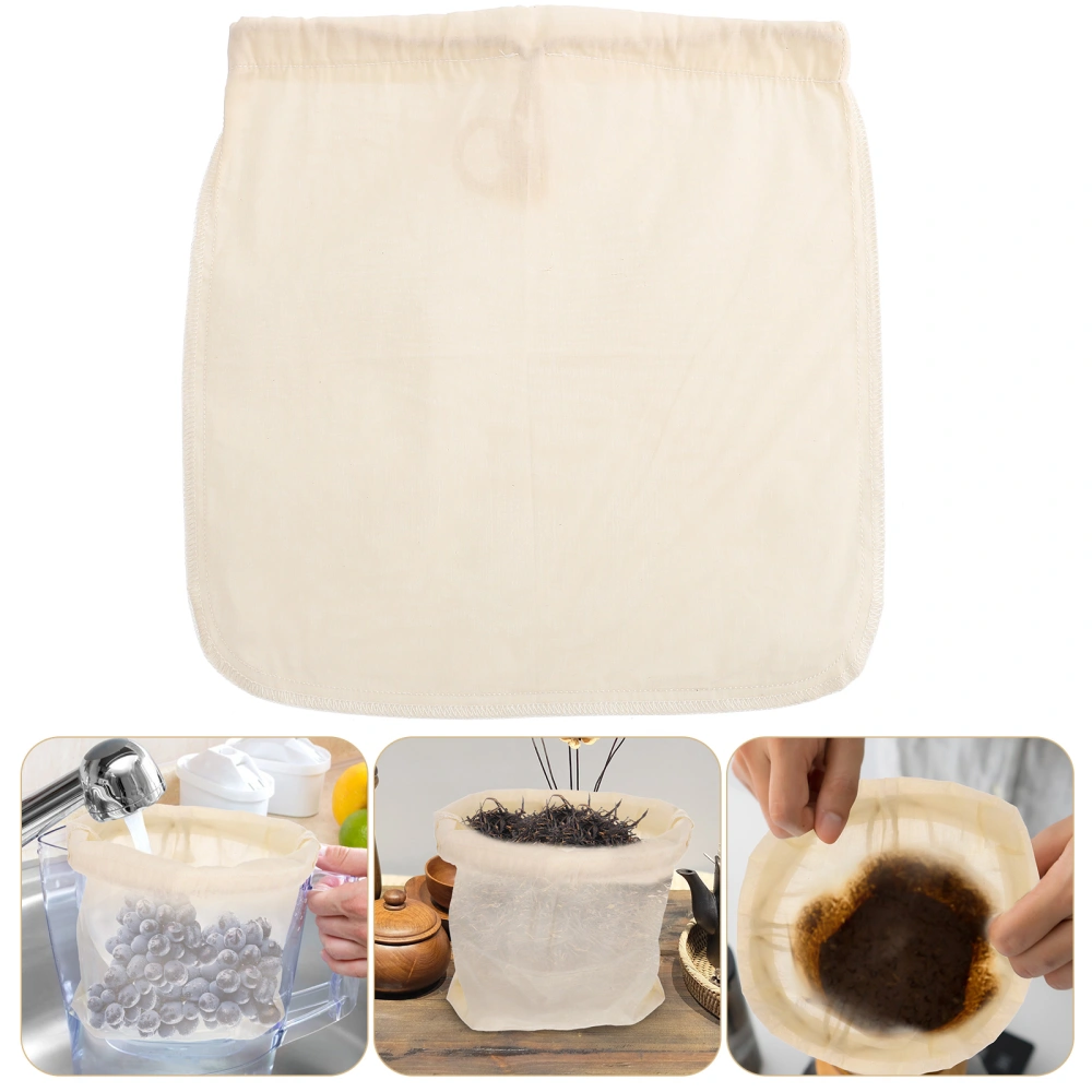 Cotton Cloth Filter Bag Portable Soybean Milk Filter Bag Drawstring Filter Pouch