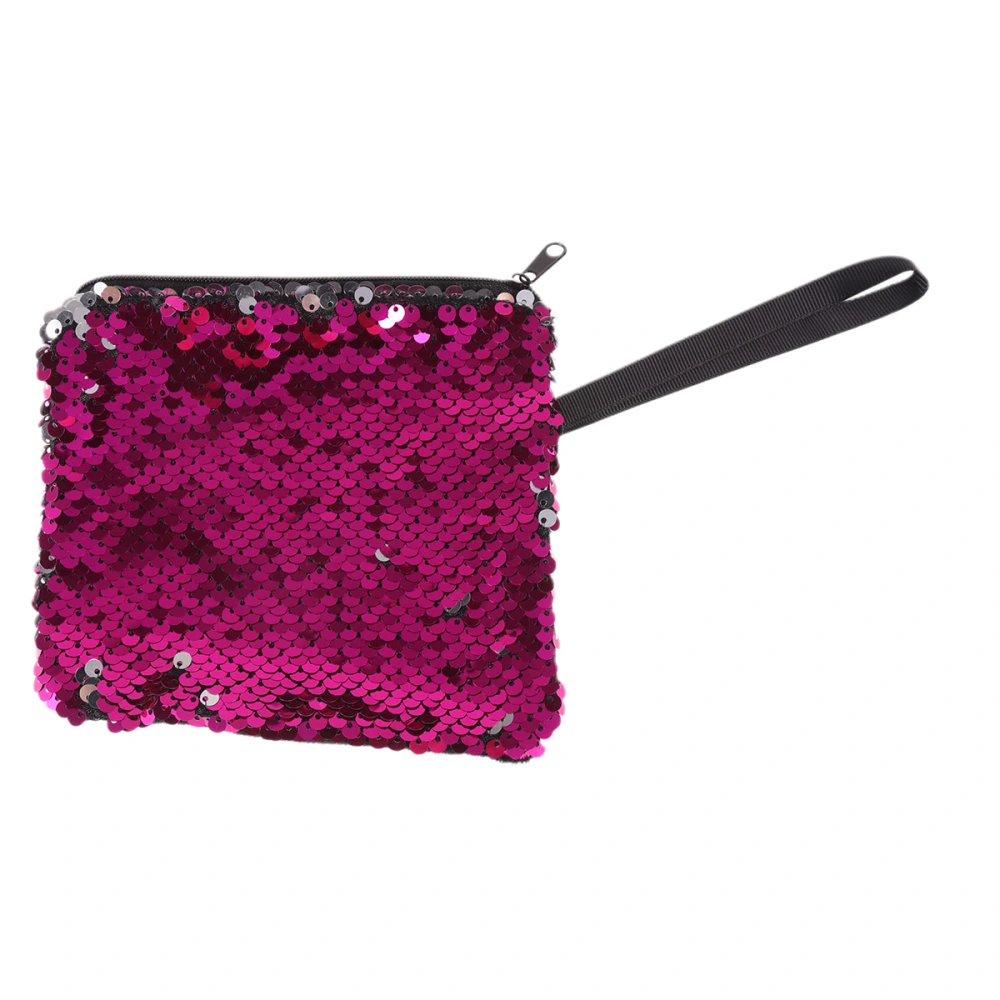 1pc Rosy Fashion Sequins Coin Purse Change Purse Mini Stylish Cosmetic Bag Purse Wallet