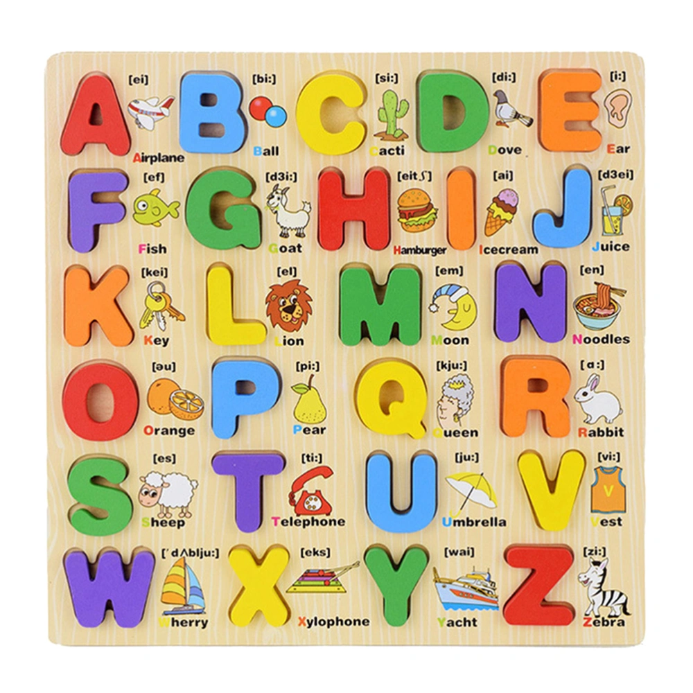 1 Set Wooden Alphabet Puzzles Board Colorful 3D Letters Jigsaw Preschool Educatonal Toys for Toddlers Kids