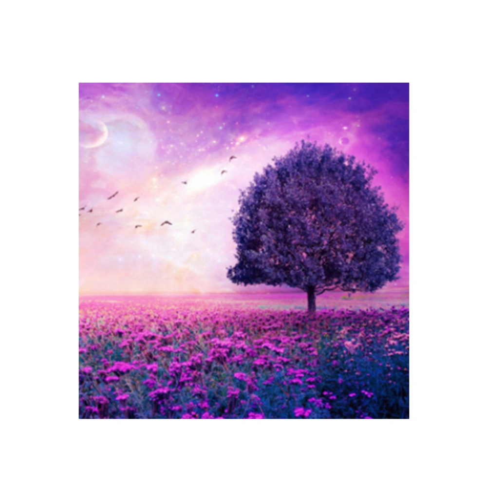 Frameless 5D Diamond Embroidery Painting of Purple Trees Cross Stitch Printing Wall Decoration Craft Kits