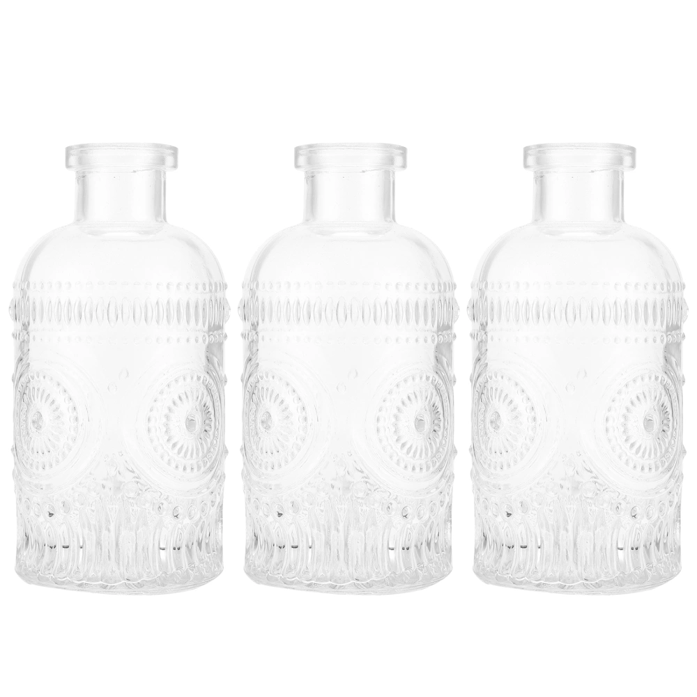 3pcs Embossment Design Vase Vintage Vase Hydroponic Plants Container Glass Vase