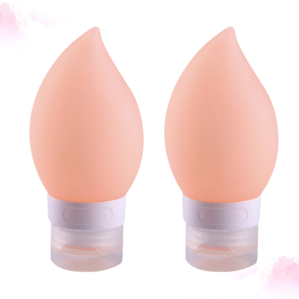 2pcs Drop-shaped Travel Bottles Silicone Portable Cosmetic Containers Empty Bottle for Shampoo Lotion Essential Oil (38ml Orange)