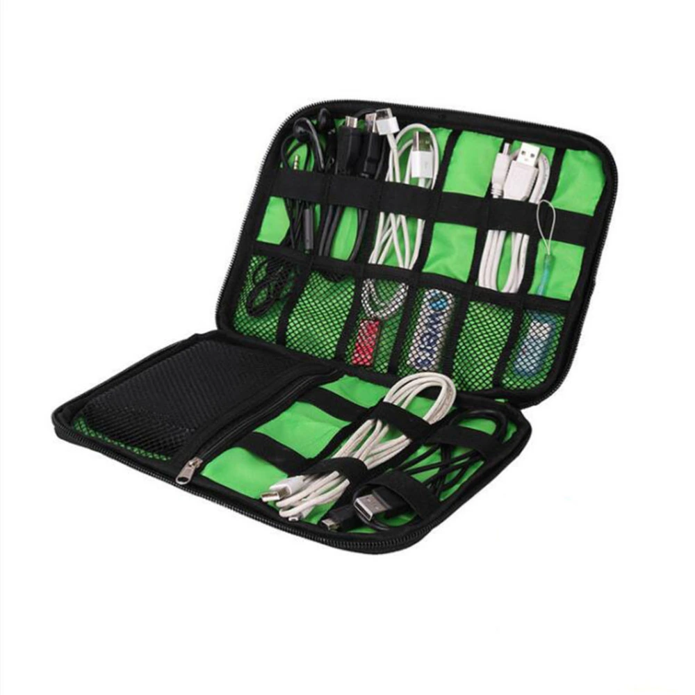 Waterproof 2 Layer USB Cable Storage Bag Electronic Organizer Digital Gadget Case (Camouflage Green)