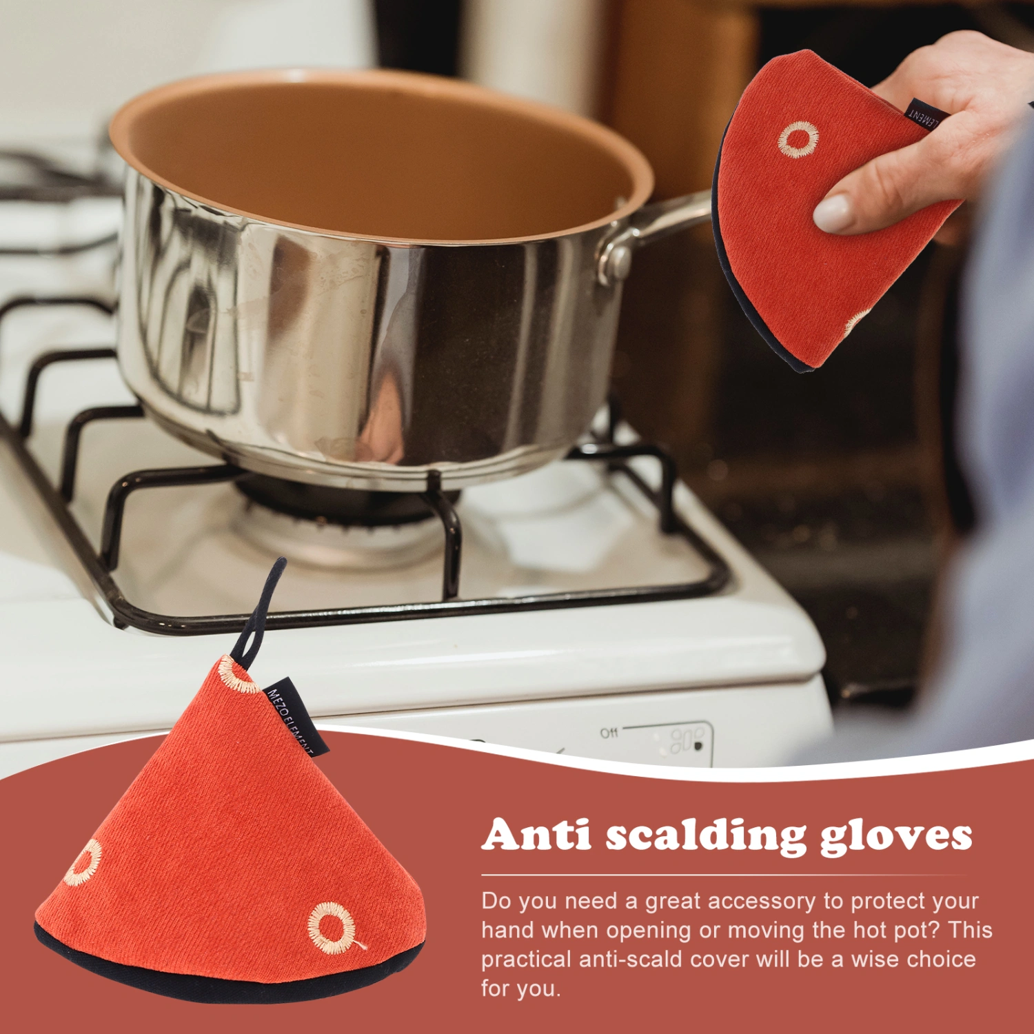 1Pc Kitchen Triangle Pot Lid Cover Anti Scalding Cooking Pot Handle Cover