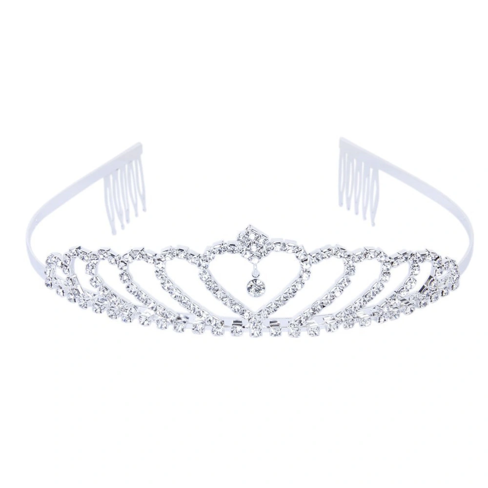 Delicate Wedding Bridal Prom Shining Rhinestones Crown Tiara Headband with Comb (Silver)