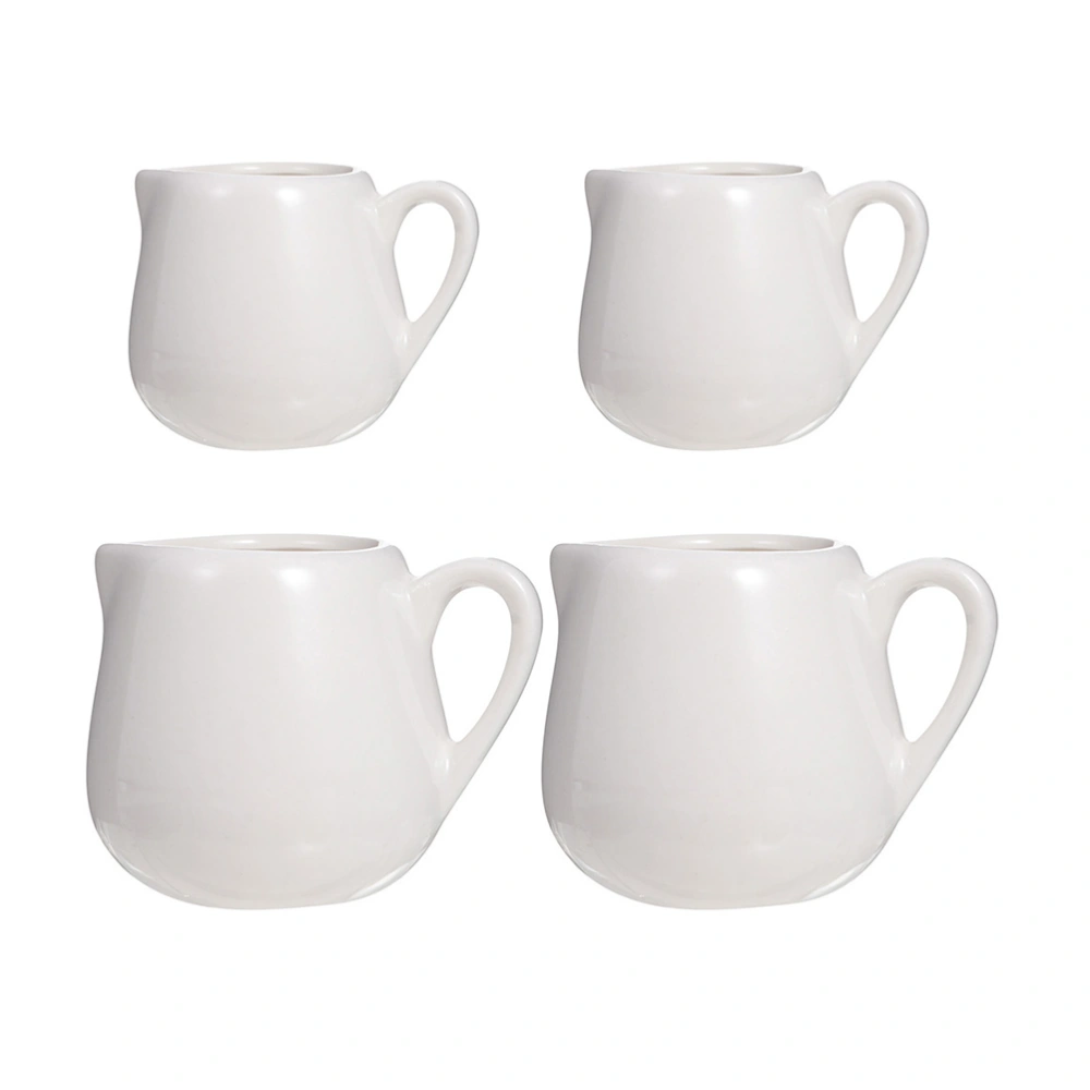 4Pcs Coffee Shop Milk Jugs Ceramic Sauce Holder Espresso Syrup Dispenser (White)