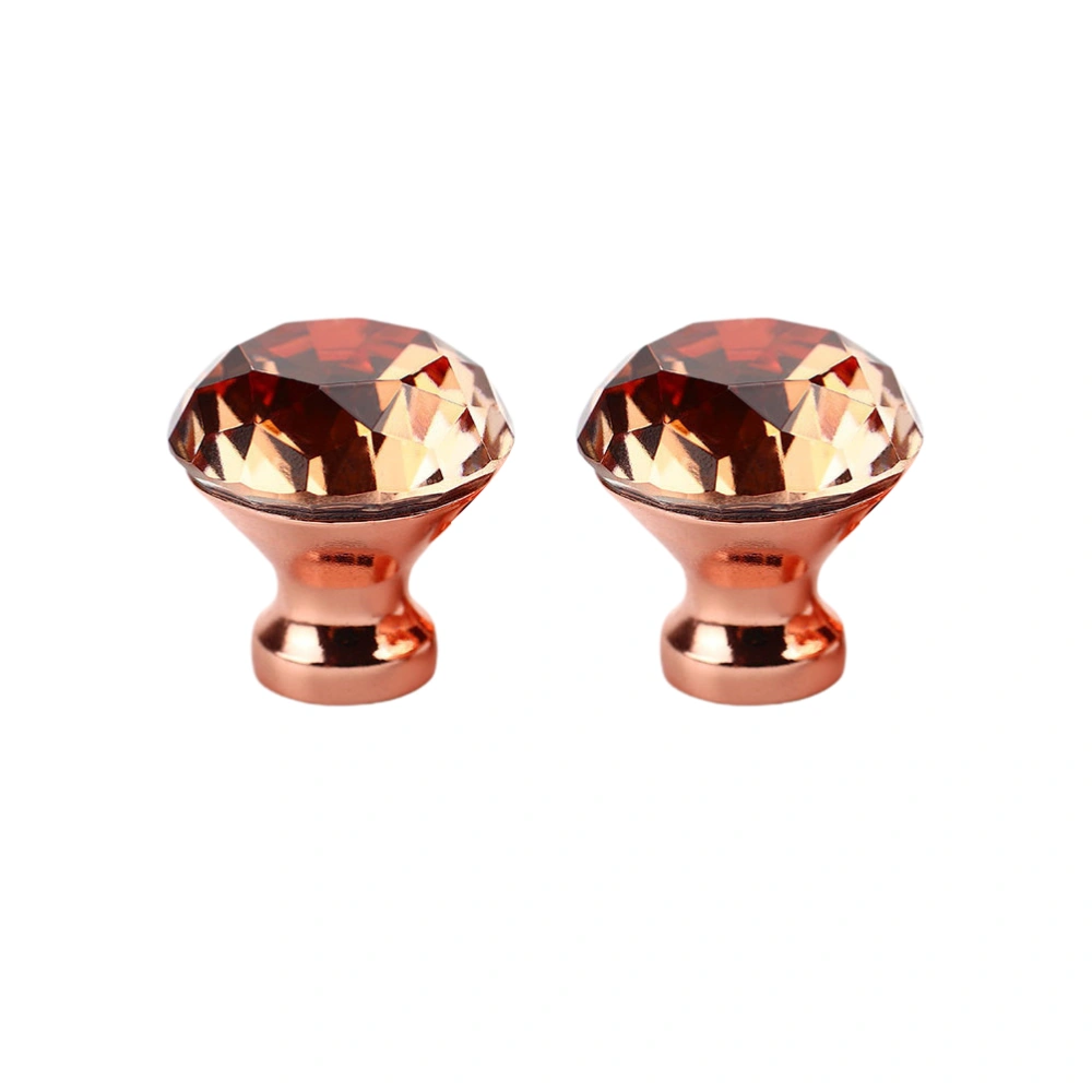 2pcs Diamond Shape Design Crystal Glass Knobs Cupboard Pulls Drawer Knobs Kitchen Cabinet Handles Furniture Handle with Screws(Rose Golden)