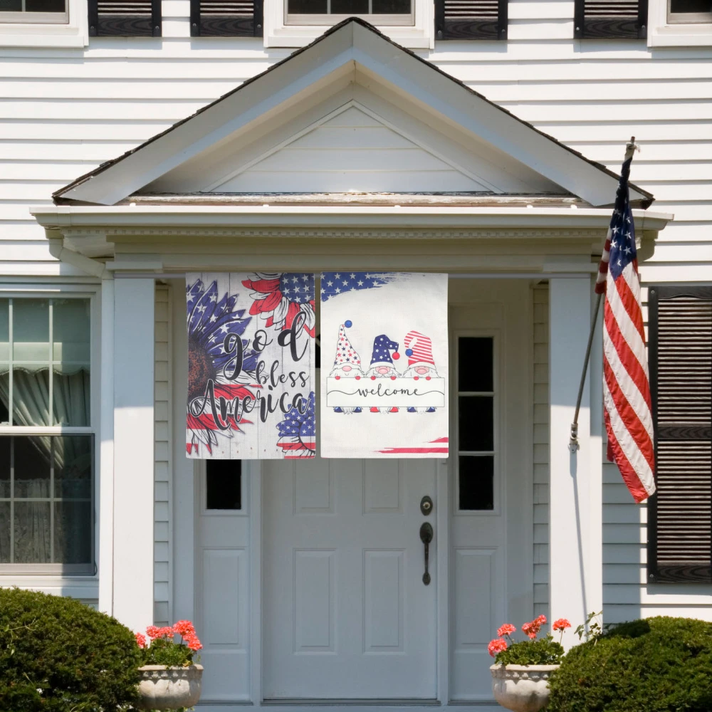 2pcs Patriotic Garden Flags Patriotic Memorial Day Flags Independence Day Decor