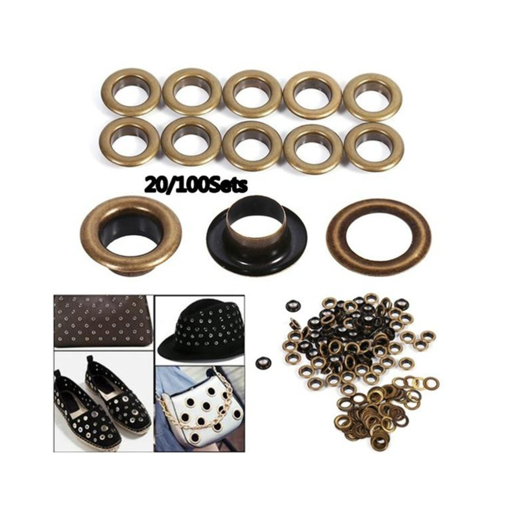 20pcs 12mm Inside Diameter Round Bronze Eyelets Grommets Metal Eyelets Shoes Clothes Leather Crafts