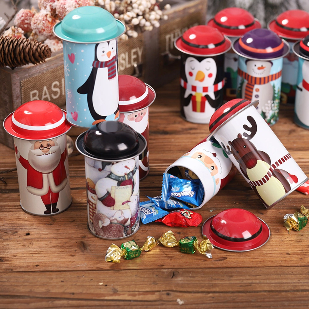 3pcs Christmas Decorations Christmas Candy Cans Tinplate Candy Boxes Storage Tins Children Gift Buckets Random Style