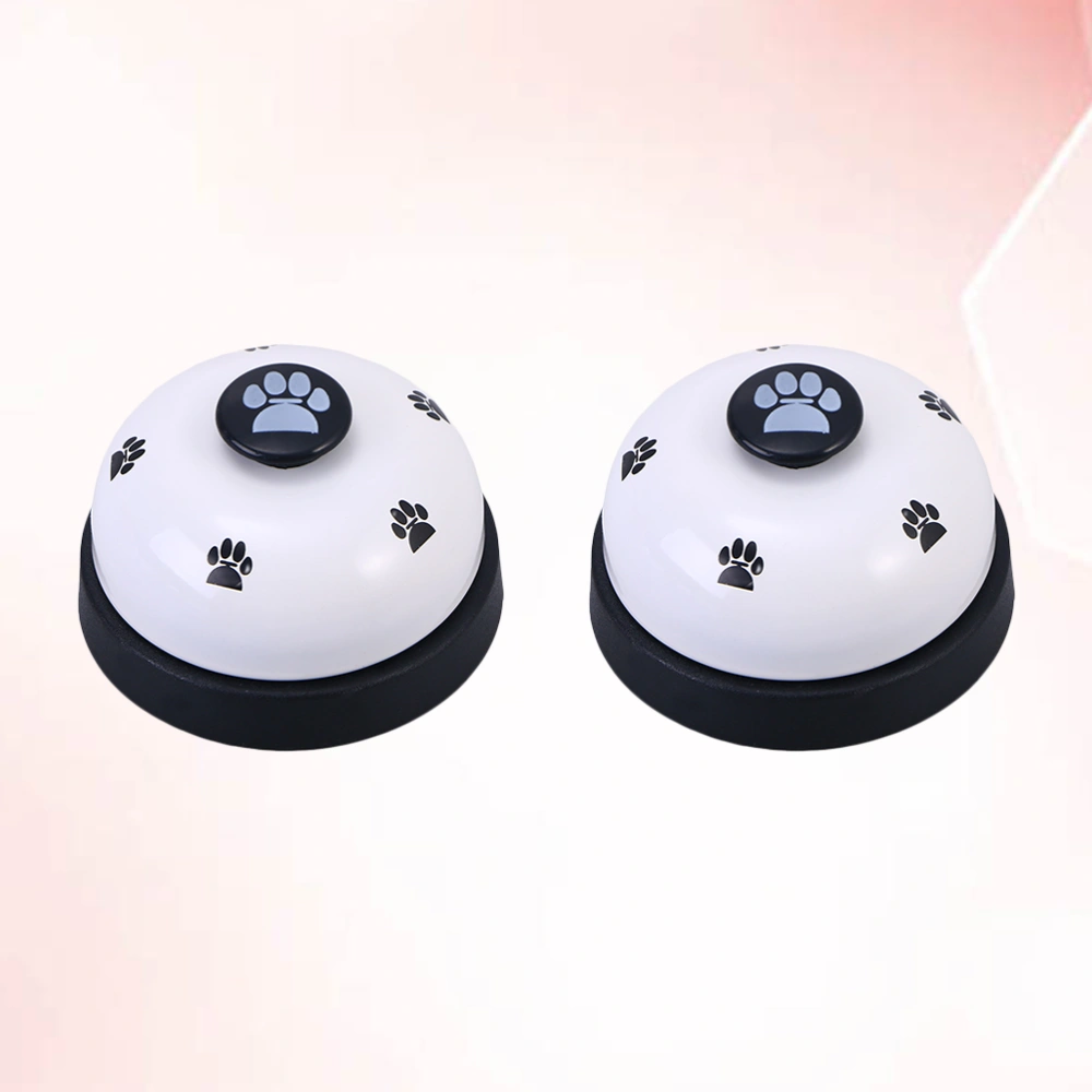 2Pcs Pet Dog Potty Training Bells Footprint Pattern Communication Device for Dogs Puppy (White)