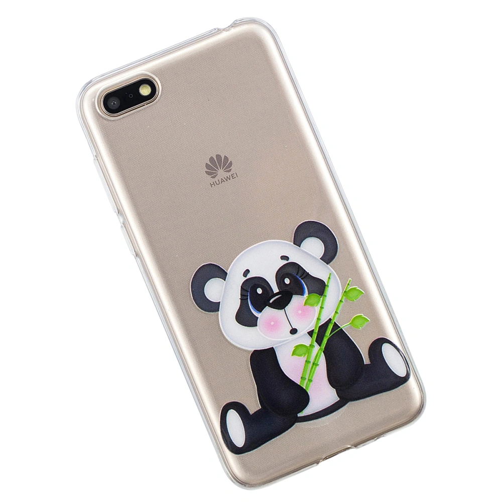 Phone Case Ultra Slim Thin Clear TPU Rubber Skin Silicone Protective Case Cover for HUAWEI Y5 2018 (Bamboo Panda)