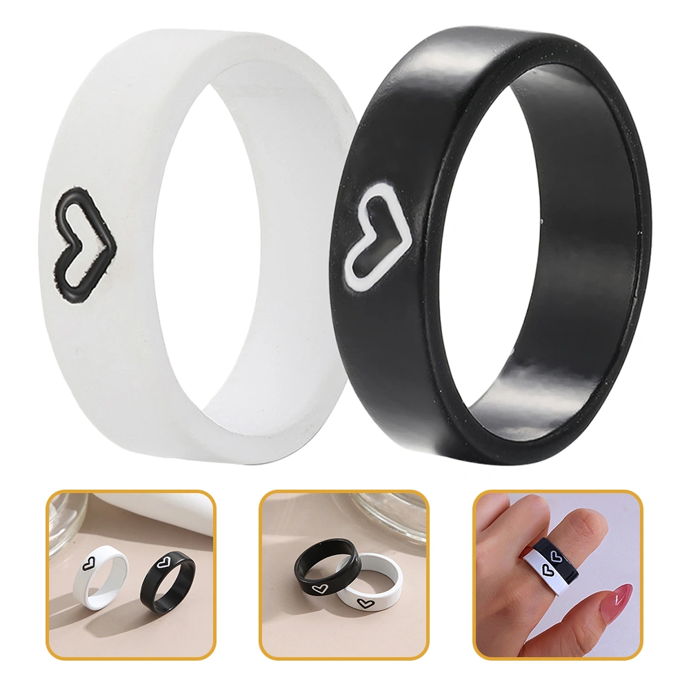 1 Pair Matching Rings Couples Rings Matching Heart Promise Rings Wedding Bands