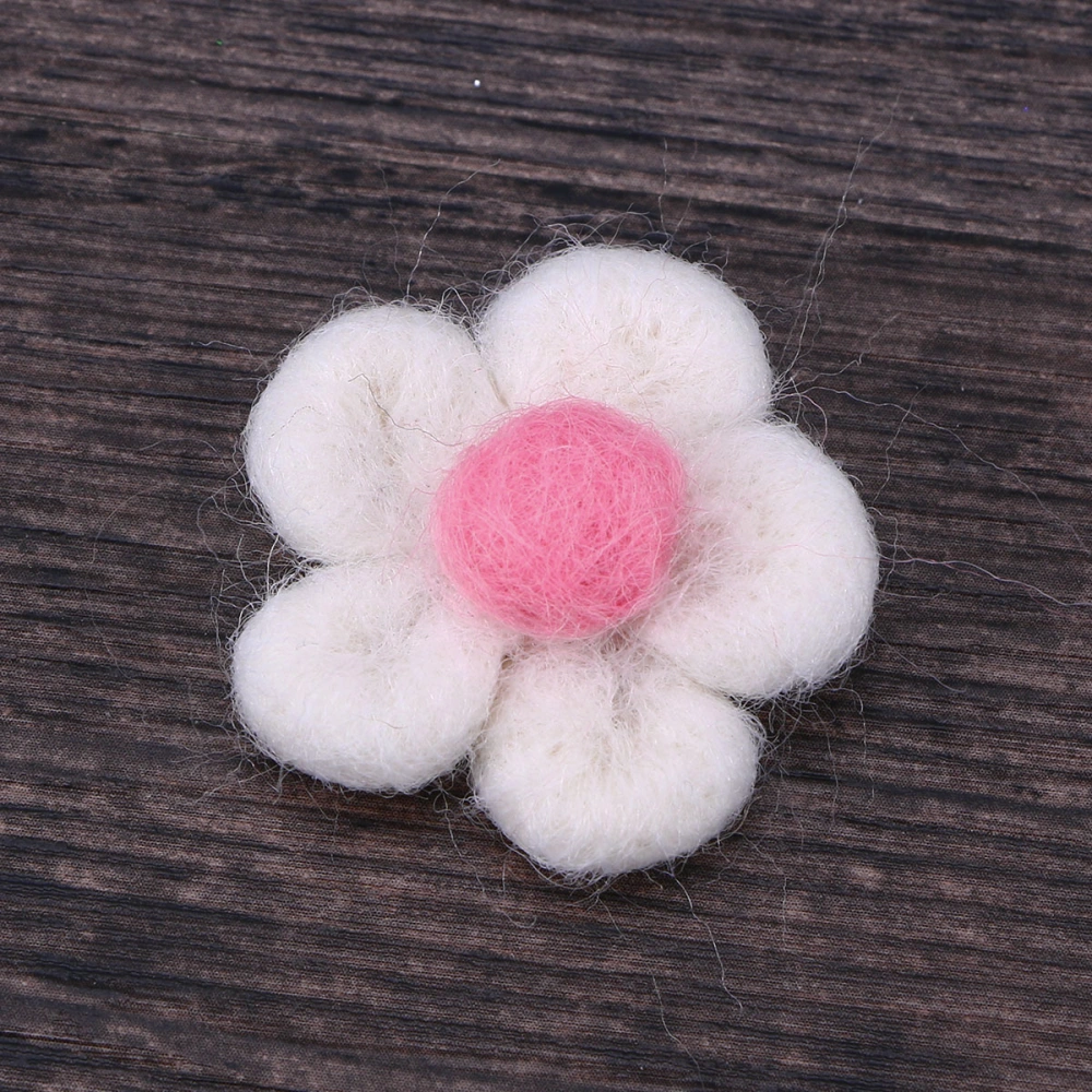 Colorful Flower Wool Felt Balls DIY Kids Hairpins Decoration Wool Felt Balls for DIY Christmas Crafts Accessory(White)