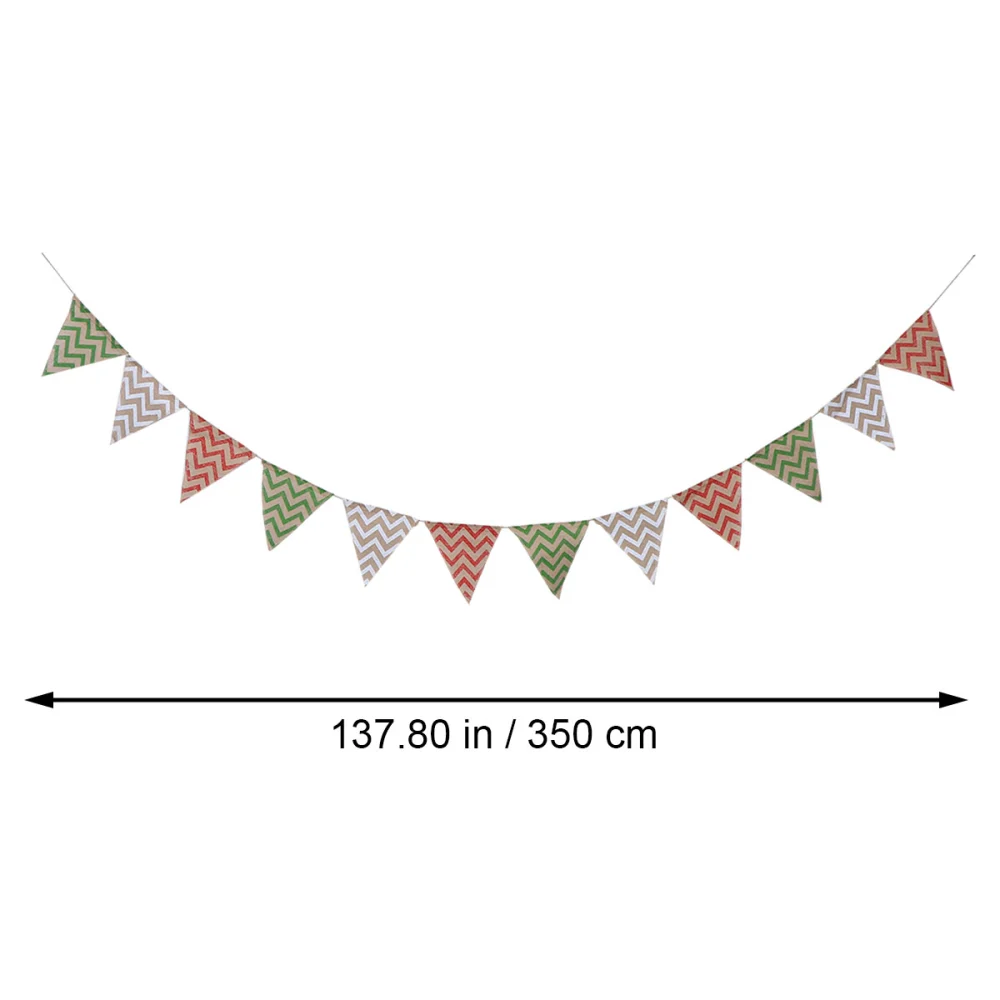 12pcs Wave Printing Hessian Burlap Flag Banner Wedding Party Decoration Bunting