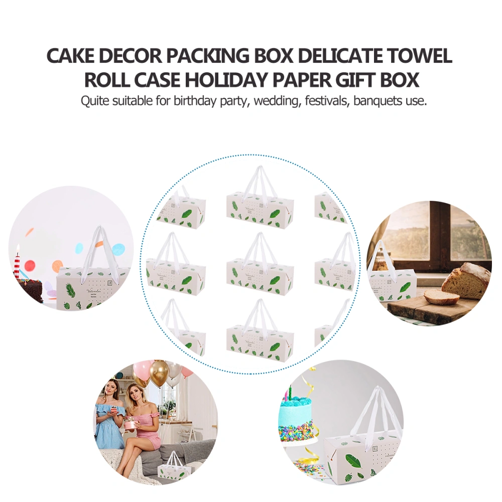 10pcs Cake Decor Packing Box Delicate Towel Roll Case Holiday Paper Gift Box