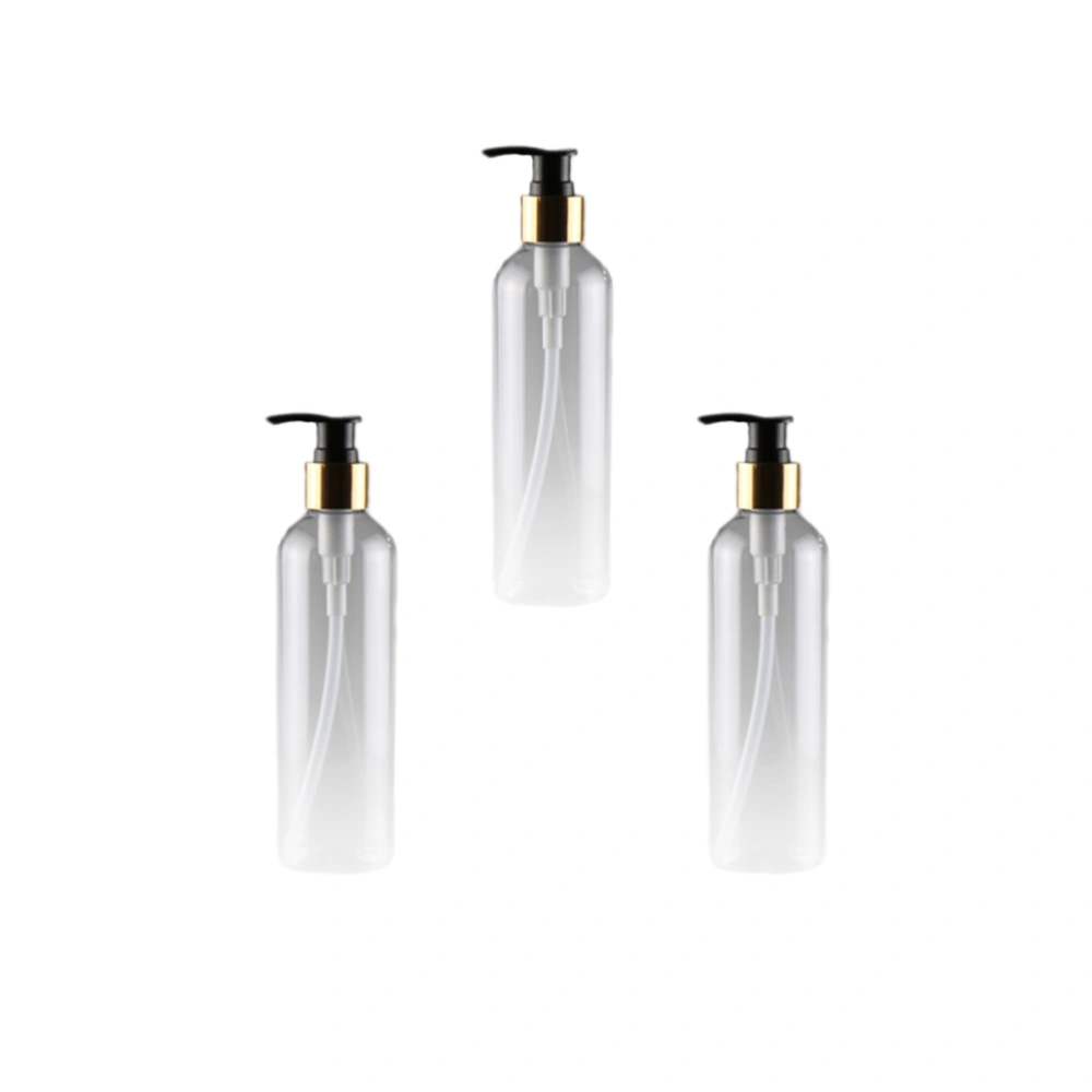 3Pcs PET Emulsion Bottle Subpackaging Bottle Plastic Refillable Bottle Press Pump Bottle Black (250ml)