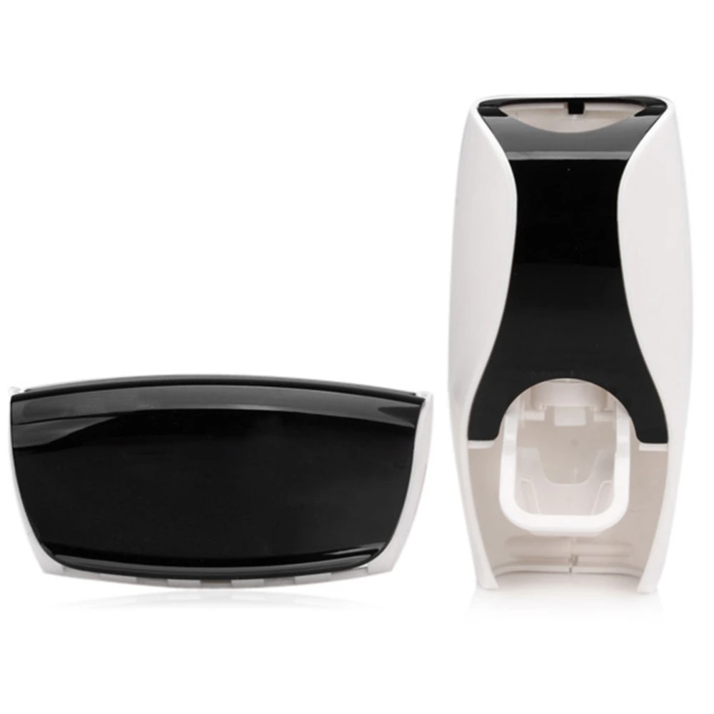 Toothpaste Dispenser Toothpaste Squeezer With Brush Holder Set (Black)