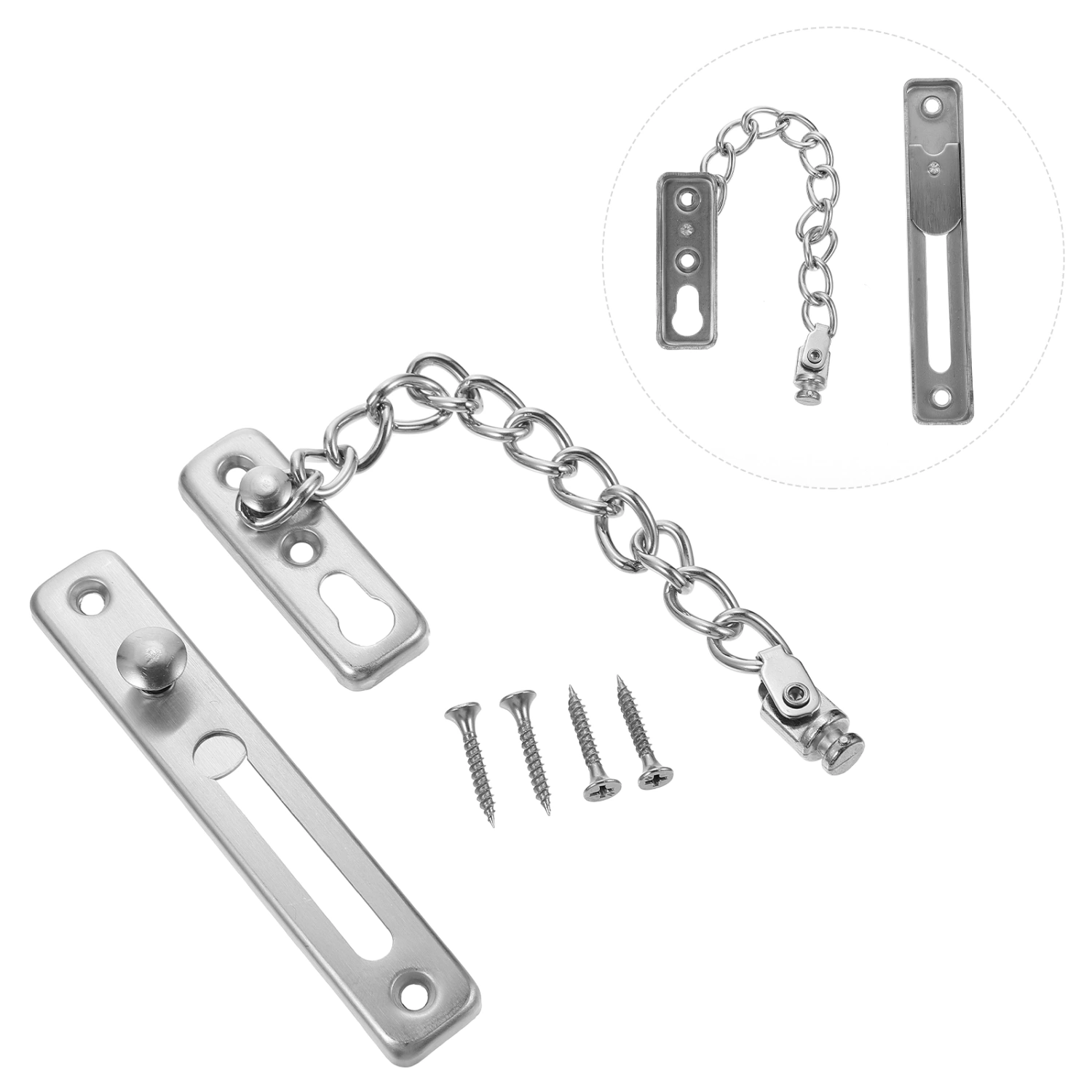 1 Set Door Bolt Hotel Lock Door Chain Lock Stainless Steel Security Chain Guard