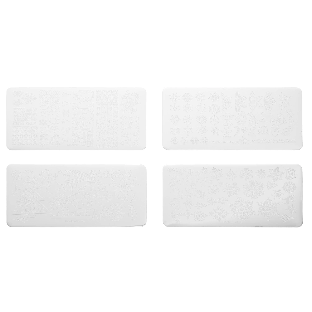 4Pcs Creative Nail Art Templates Xmas Themed Nail Stamping Plates Manicure Tools