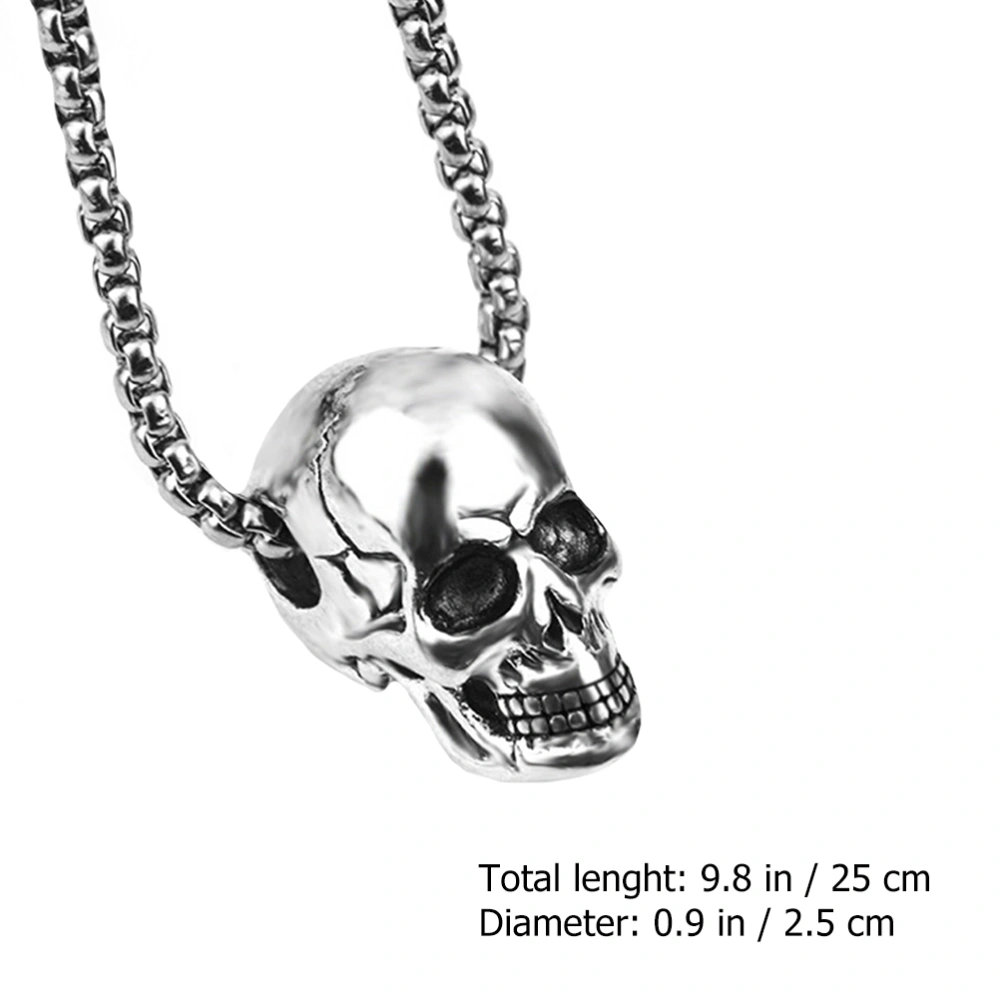 2pcs Creative Skull Necklace Fashion Titanium Steel Necklace Chain for Man