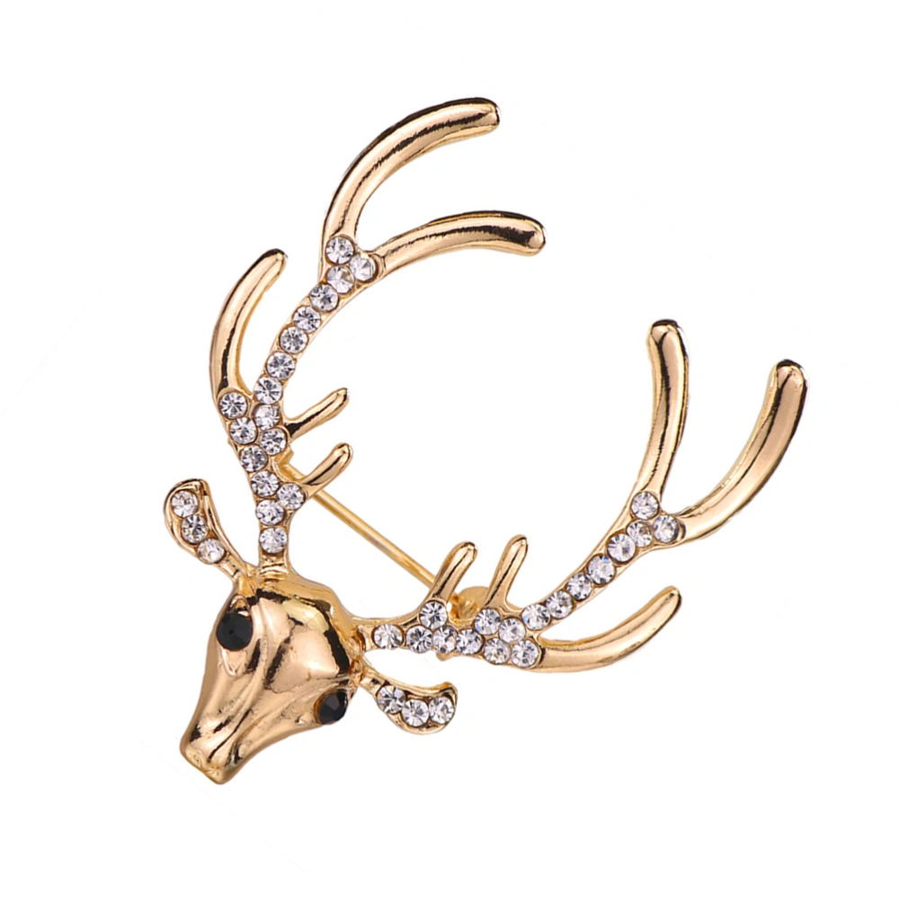 Woomen Brooch Breastpin Christmas Deer Shape Design Xmas Gift for Girls Lady (Golden)