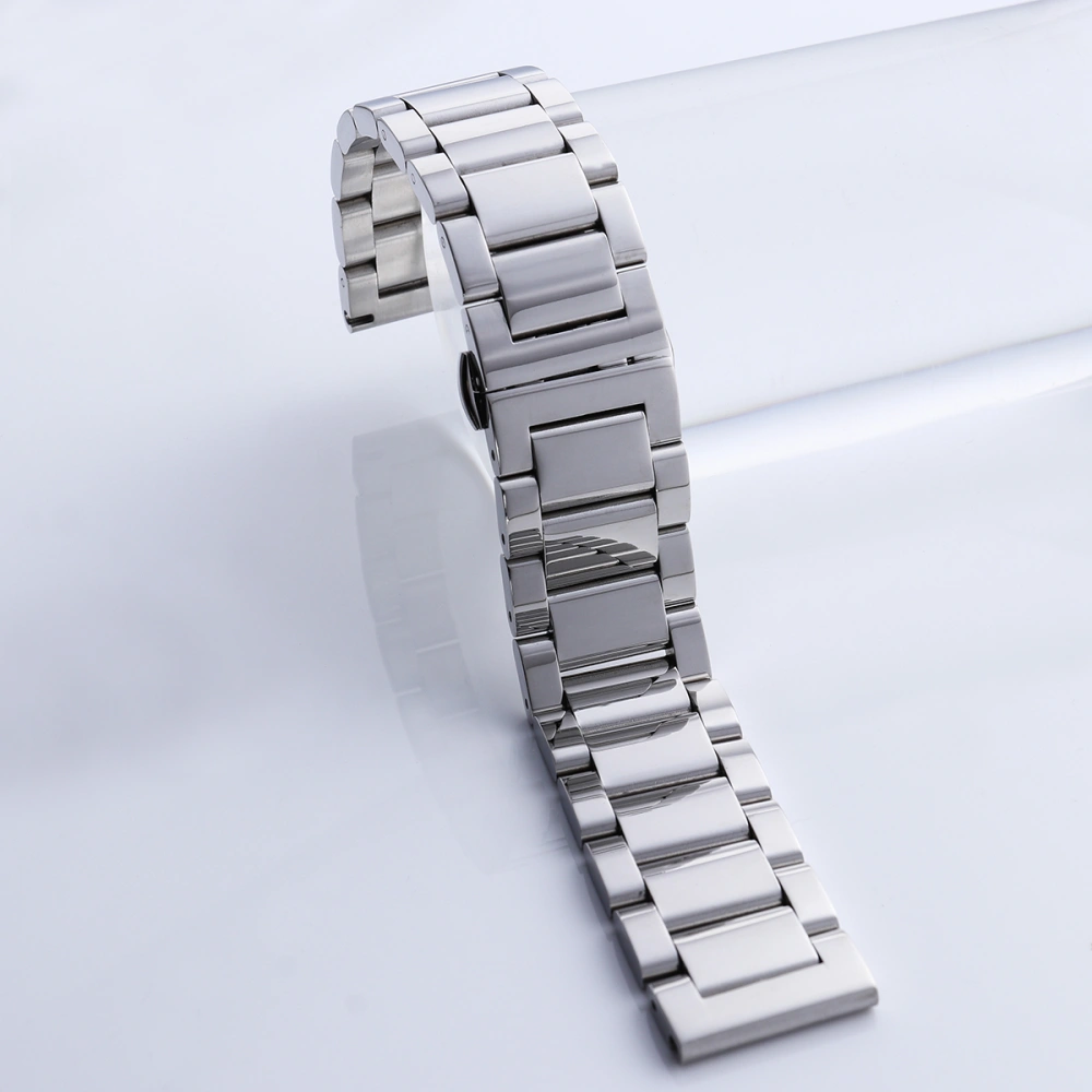 22mm Stainless Steel Watch Strap Solid Metal Polishing Watch Band Wristband for Watch Replacement (Steel Color)