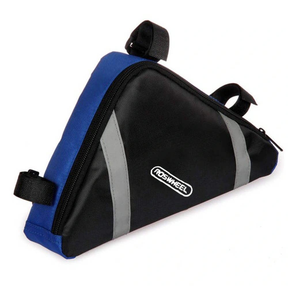 ROSWHEEL Portable Triangle Shaped Bike Front Frame Pipe Bag PVC Saddle Bag Tools Bag Pouch (Blue)