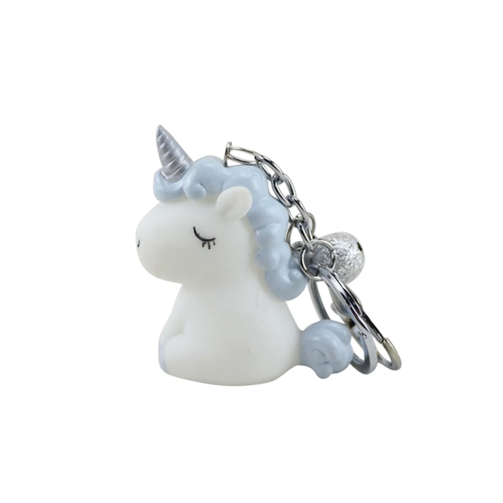 Cartoon Unicorn Key Chain Bell Key Ring Car Keychain Bag Pendant Charm Christmas Birthday Gift (Blue Random Style)