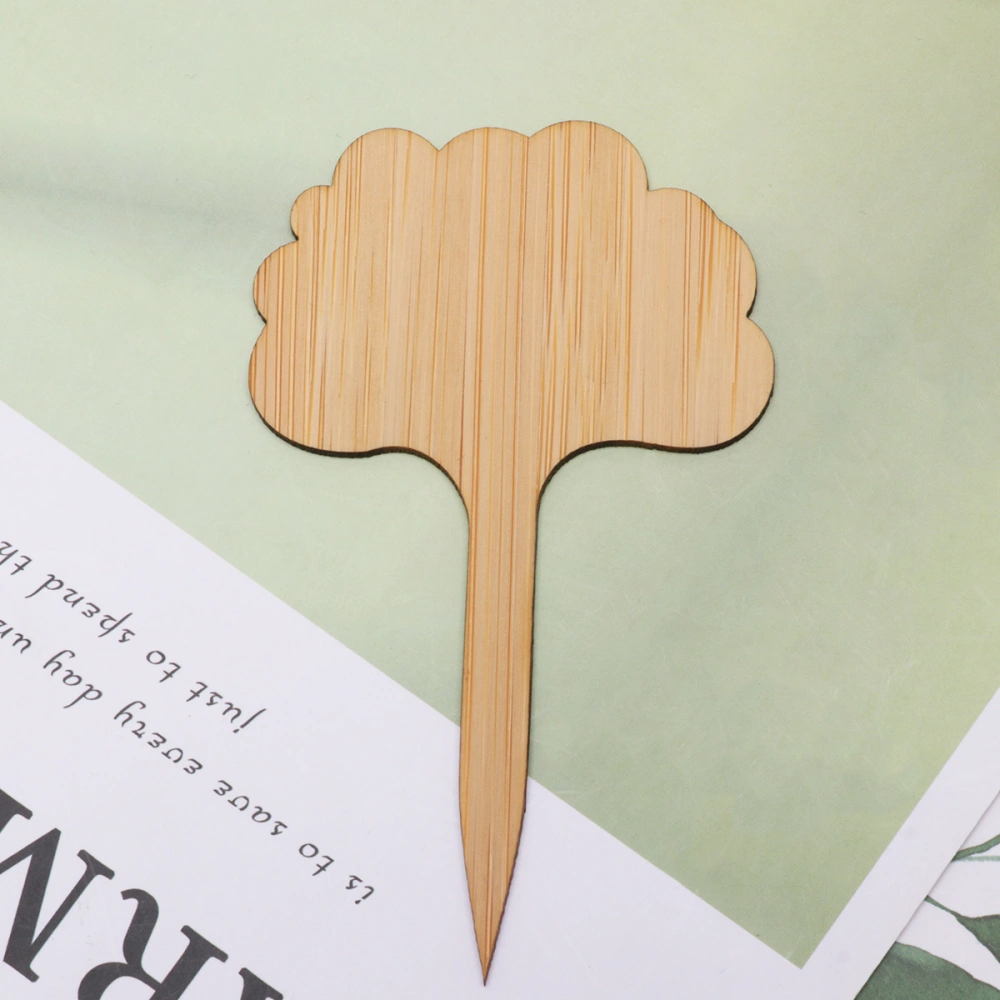 20 Pcs Thicken Bamboo Signpost T Shape Mini Plants Label Plaque Ornaments Miniature Decors Seedling Box Plant Ornaments (Tree Style)