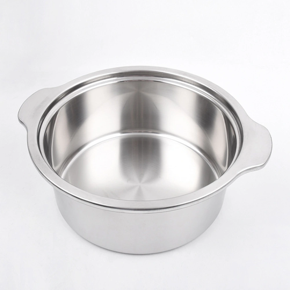 1Pc Thickened Hot Pot Stainless Steel Stockpot Flat Bottom Cooking Pot (Silver)