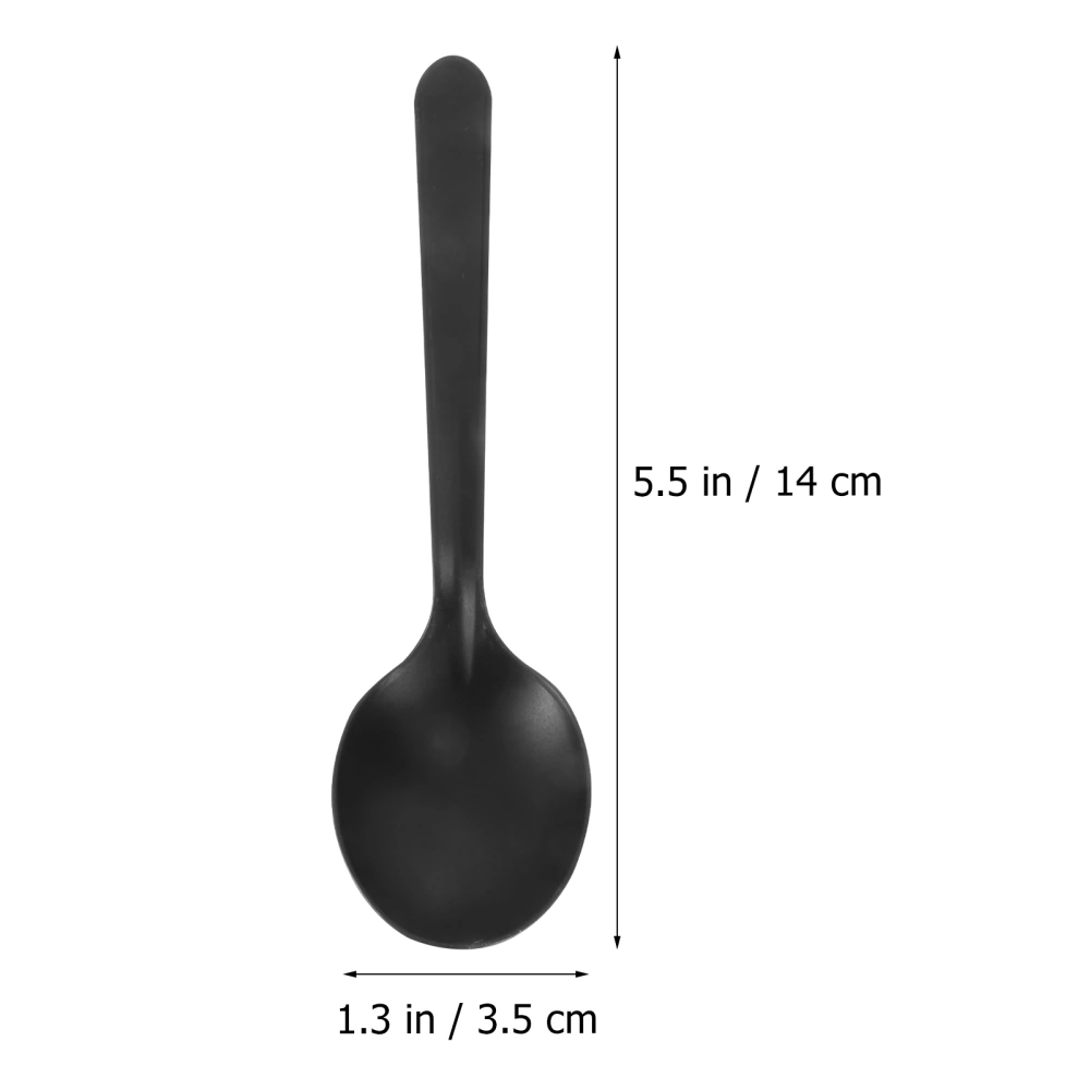 100pcs Disposable Spoons Plastic Thickened Long Handle Cake Spoons Ice-cream Desserts Spoons (Black)