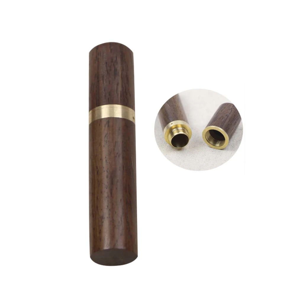 1 Pc Sandalwood Toothpick Storage Tube Wood Portable Toothpick Holder DIY Hand Stitch Small Object Storage Tube (Black-brown)