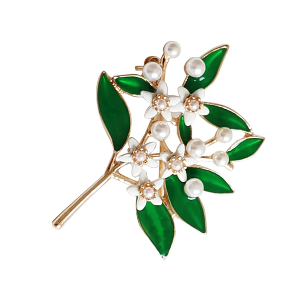 1pc Alloy Gardenia Brooch Imitation Pearl Inlaid Exquisite Lapel Pin Corsage Breastpin