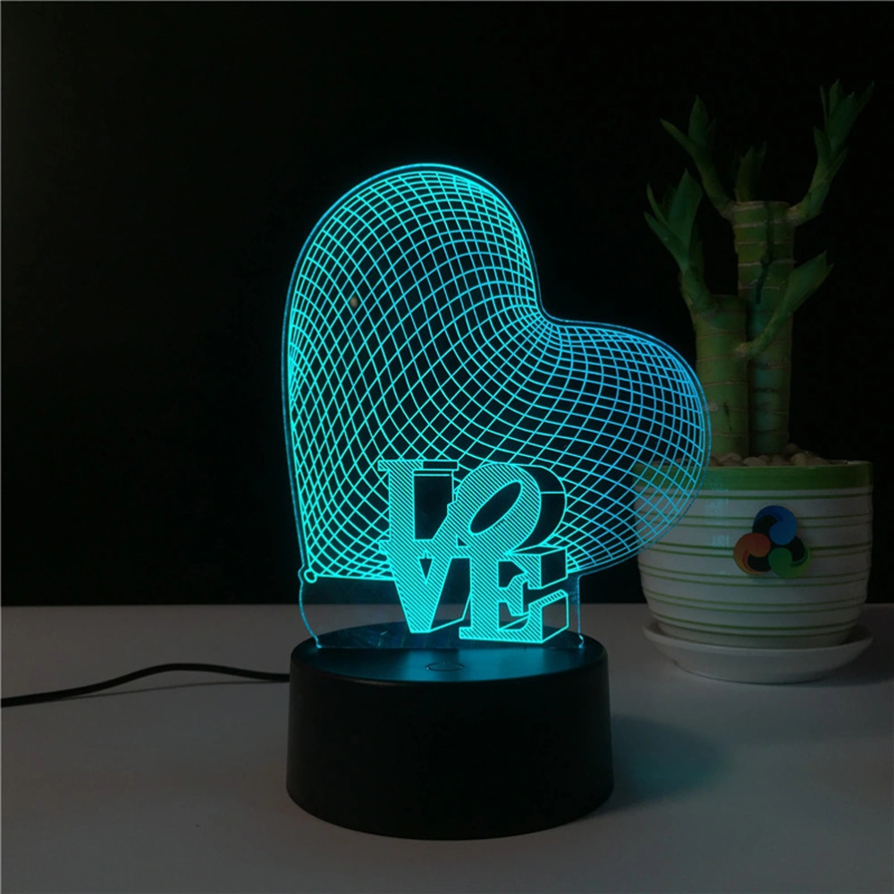 3D Love Heart Shape Lamp Multicolor LED Lights Touch USB Night Light Table Lamp for Couple Romantic Night Valentine's Day Mother's Day Gift