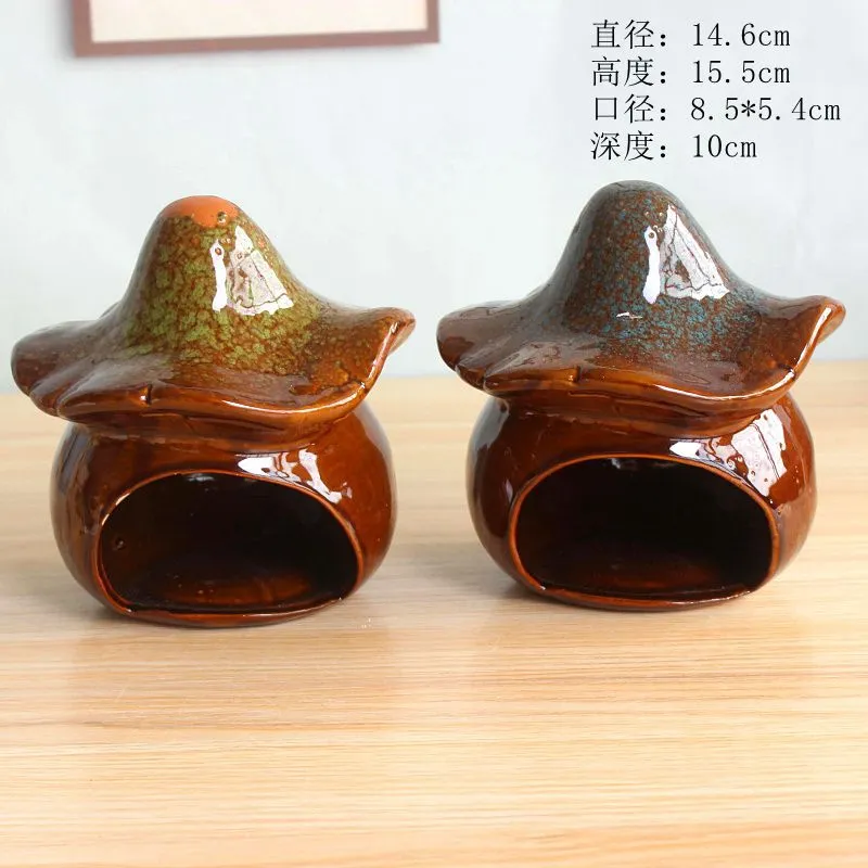 Hamster Hideout Ceramic House for Hamster Small Pet Nest Mushroom Shaped Pet Hideout