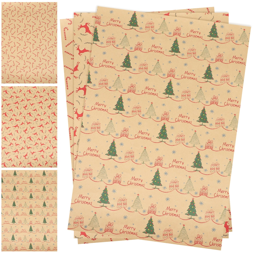 6 Sheets of Christmas Wrapping Paper Xmas Gift Wrapping Paper Christmas Themed Wrapping Paper