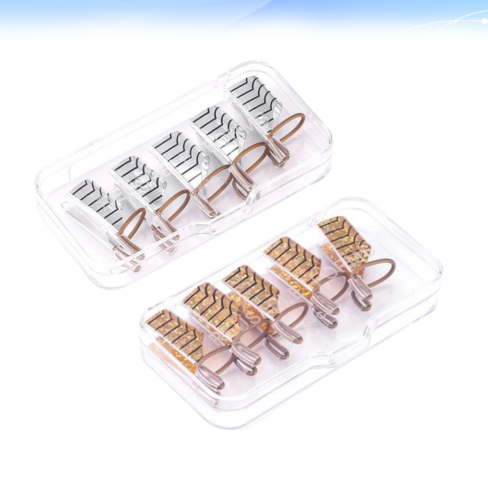 10pcs Ladies Aluminum Nail Extension Guide Reusable Nail Art Forms French Nail Mold Tips for Women Manicure (Golden and Silver)