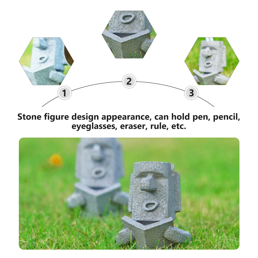 1pc Resin Multipurpose Pen Holder Stationery Container Table Decoration (Gray)