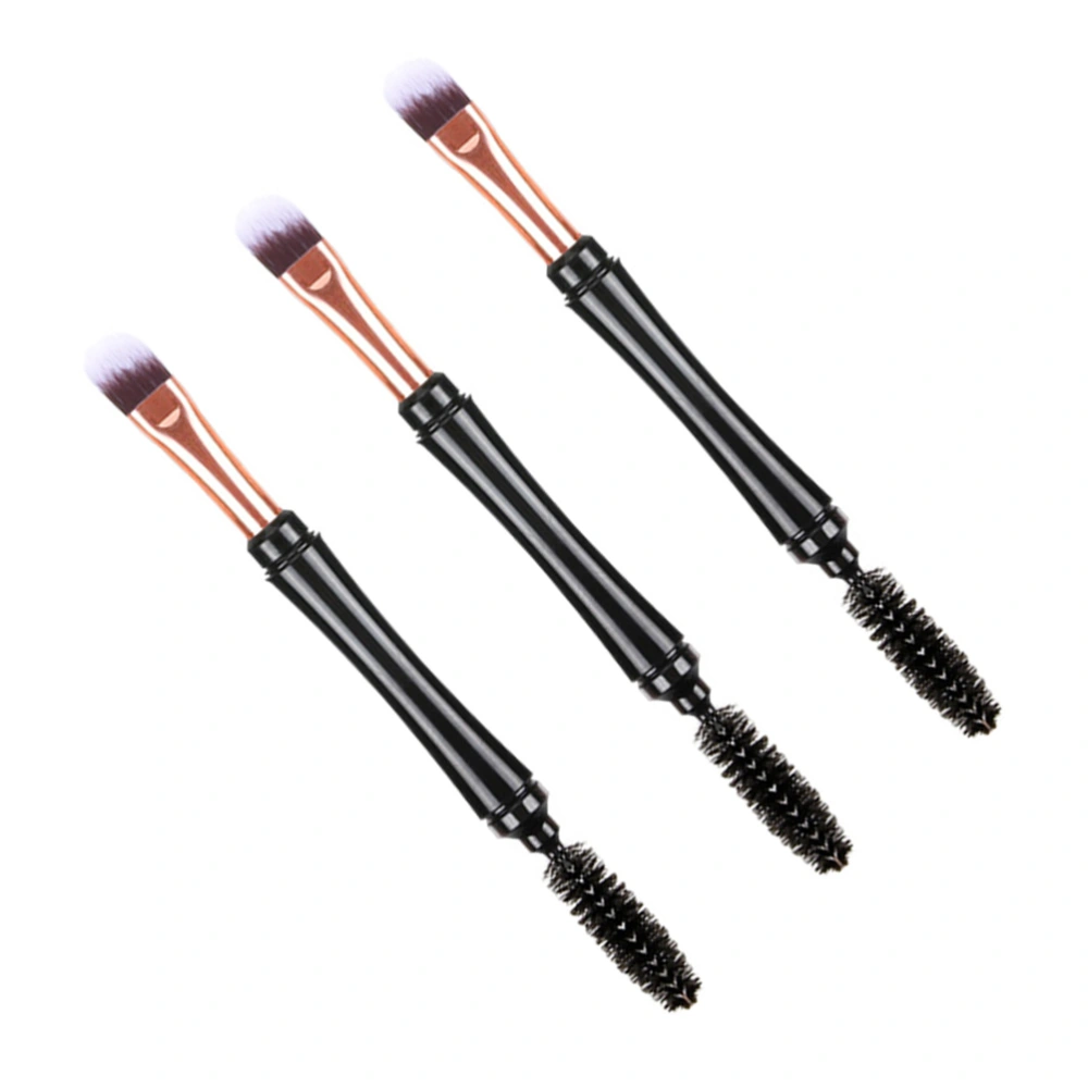 3pcs Dual Purpose Makeup Brush Comestics Brushes Makeup Tools Makeup Supplies for Women Female with Lid (Can Be Used as Eyelash Brush or Eye Shadow Brush)