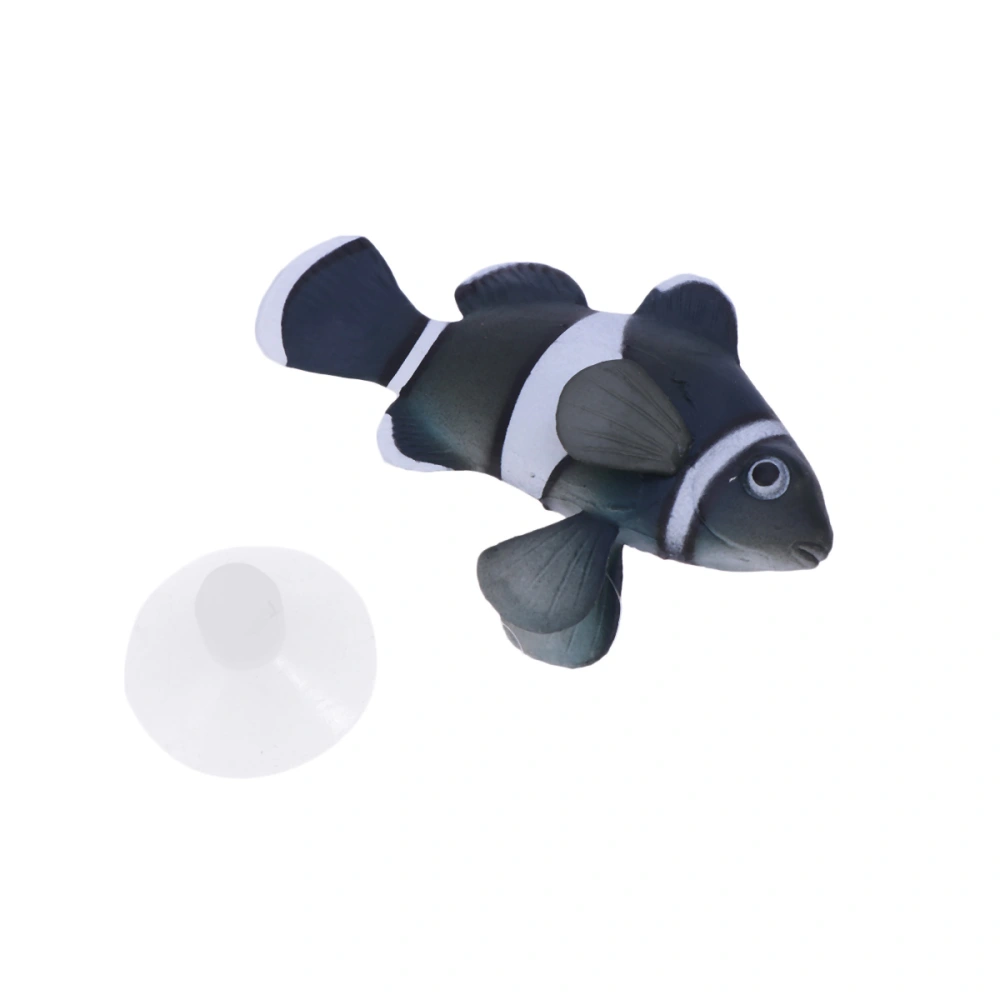 1PC Artificial Clownfish Silicone Fish Floating Landscape for Fish Tank Aquarium Ornament Decoration (Black)