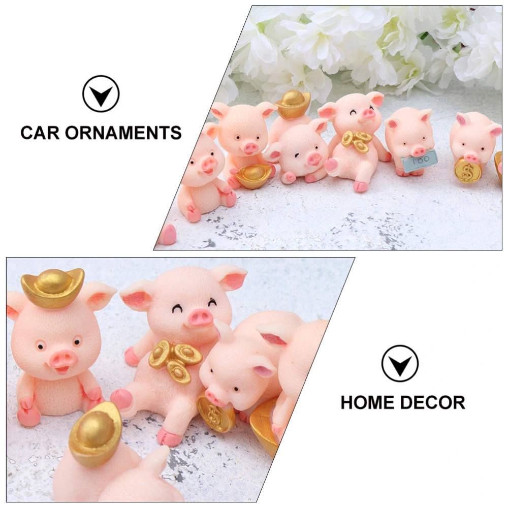 16pcs Creative Rich Pig Decorations Mini Resin Animal Art Crafts (Mixed Style)