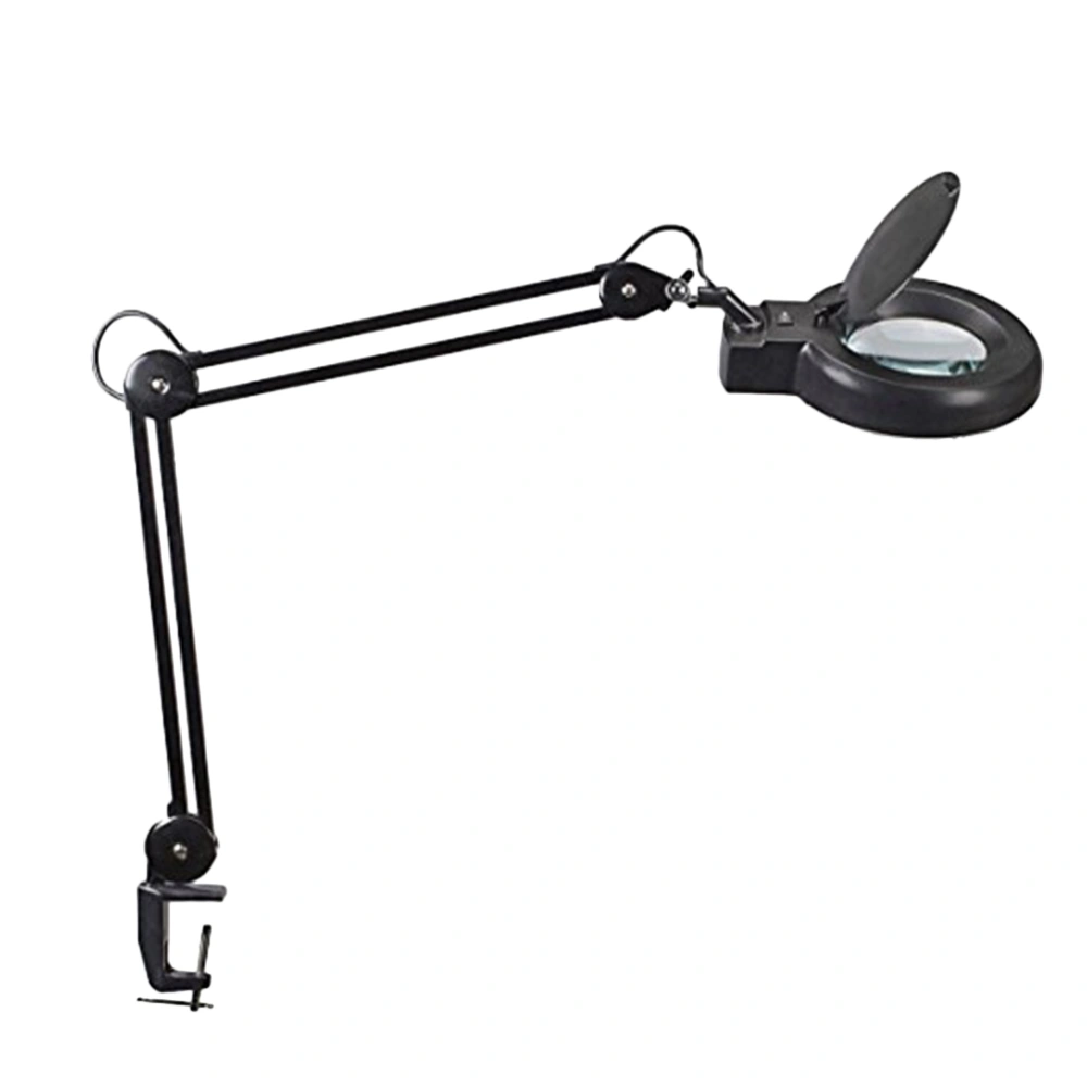 LED 8X Clip Type Shadowless Lamp Cold Light Magnifying Glass Lamp Beauty Cold Light Magnifying Glass Lamp Portable Folding Lamp With US Plug(Black)