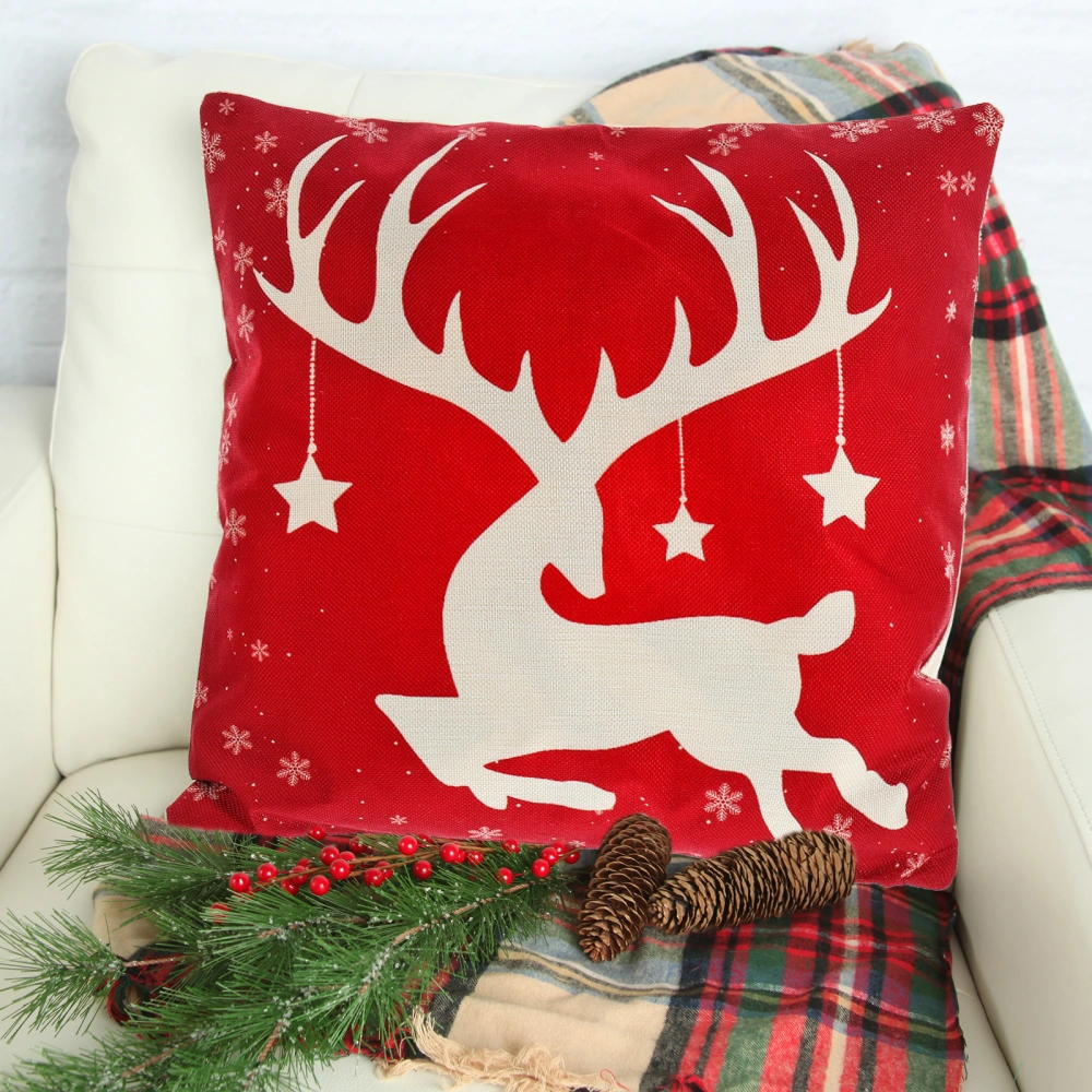 1Pc Decorative Pillowcase Christmas Pillow Cover Linen Pillow Case