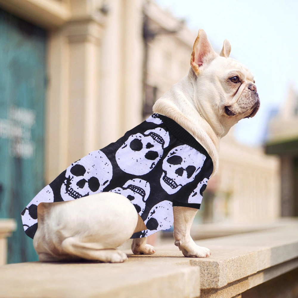 Pet T-shirt Plain Halloween Skull Pattern Pet Clothes without Sleeve Pet Apparel