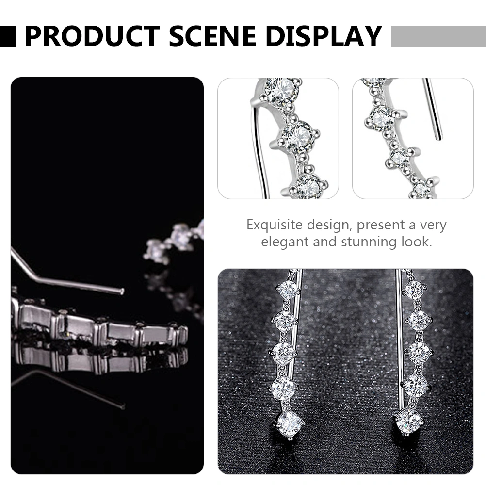 1 Pair Fashion Ear Studs Earrings Ear Cuffs with Zircon Great Women Jewelry Gift