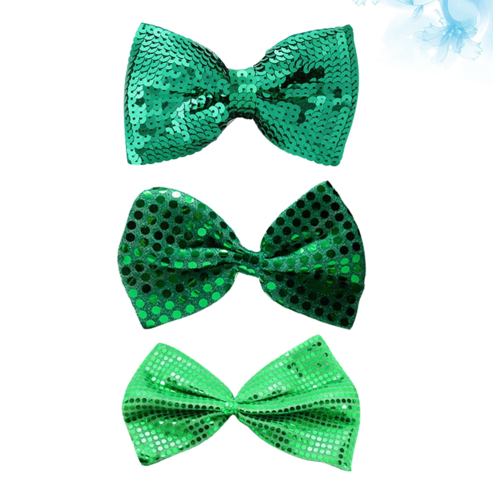 3PCS Fashion St. Patrick's Day Clover Shamrock Bowties for Men Grooms Wedding Party Carnival (Random Style)